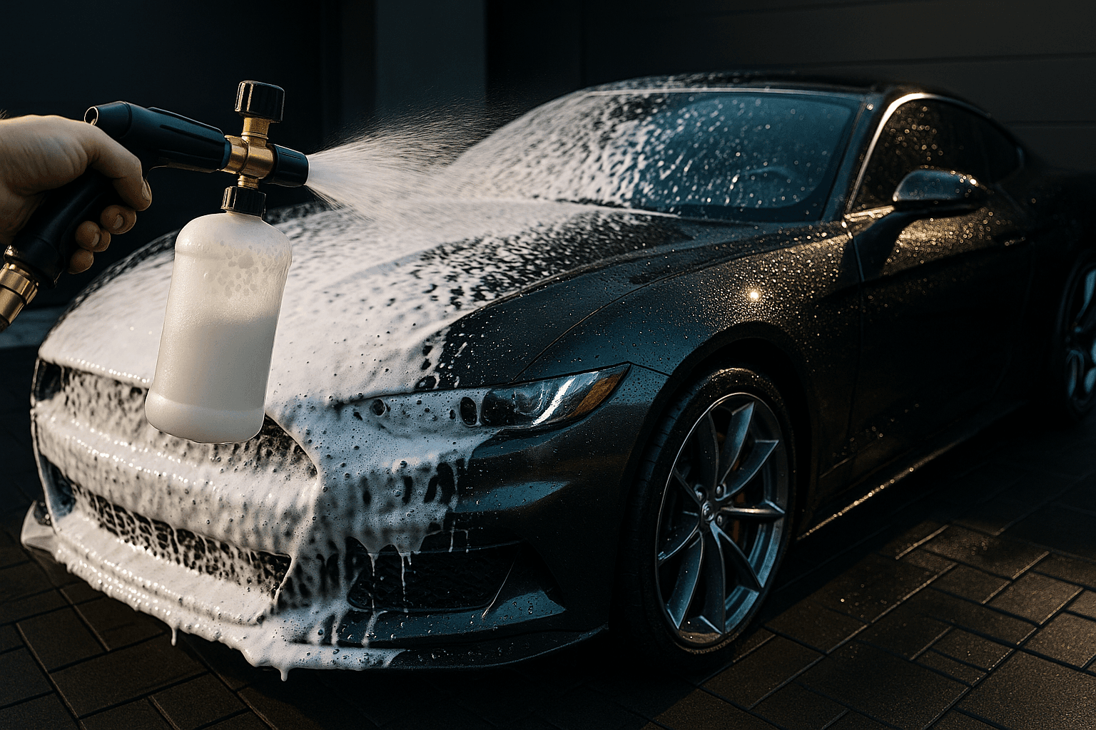 Foam Wash Cannon (hose) in use