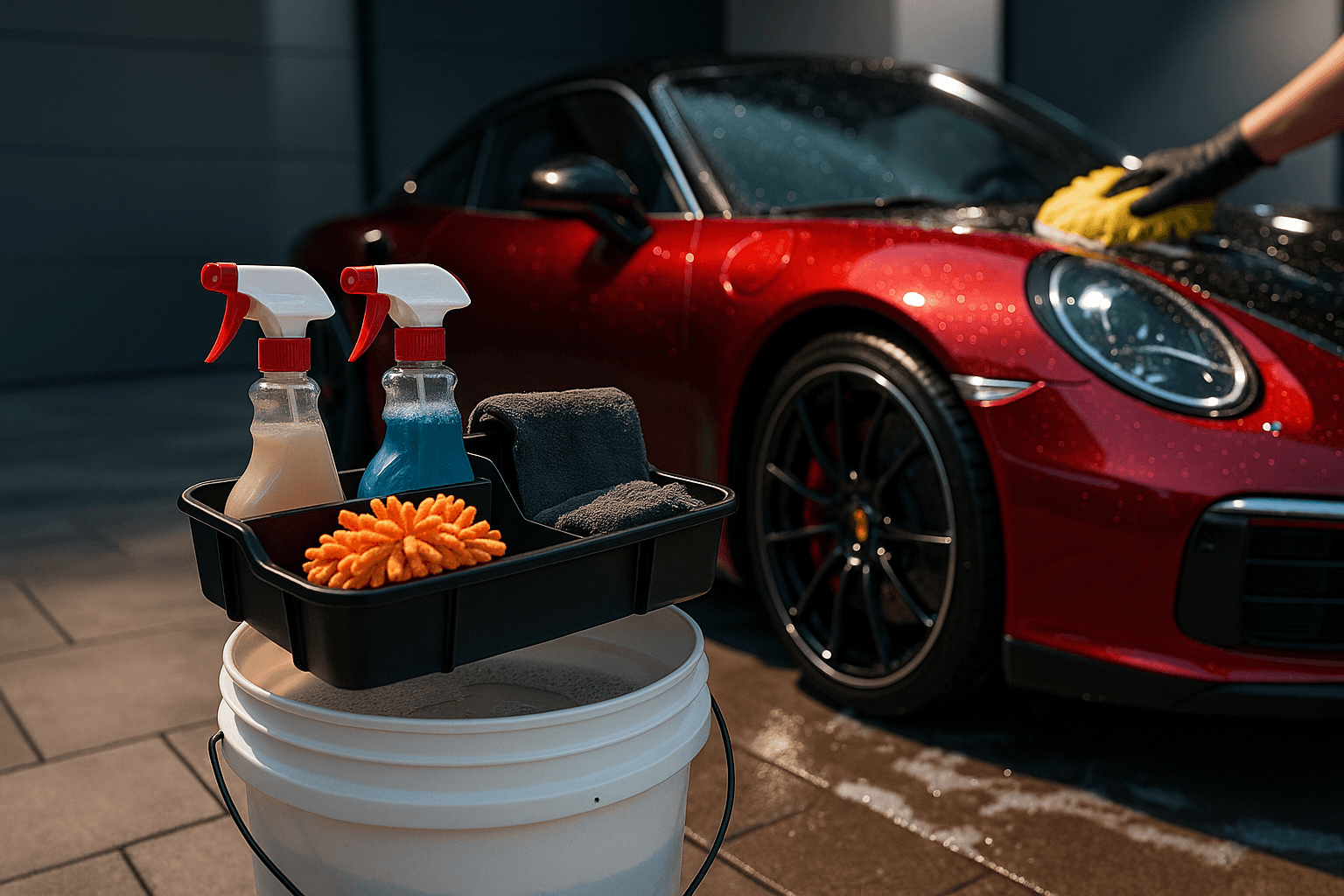 Wash Bucket Caddy Organizer in use