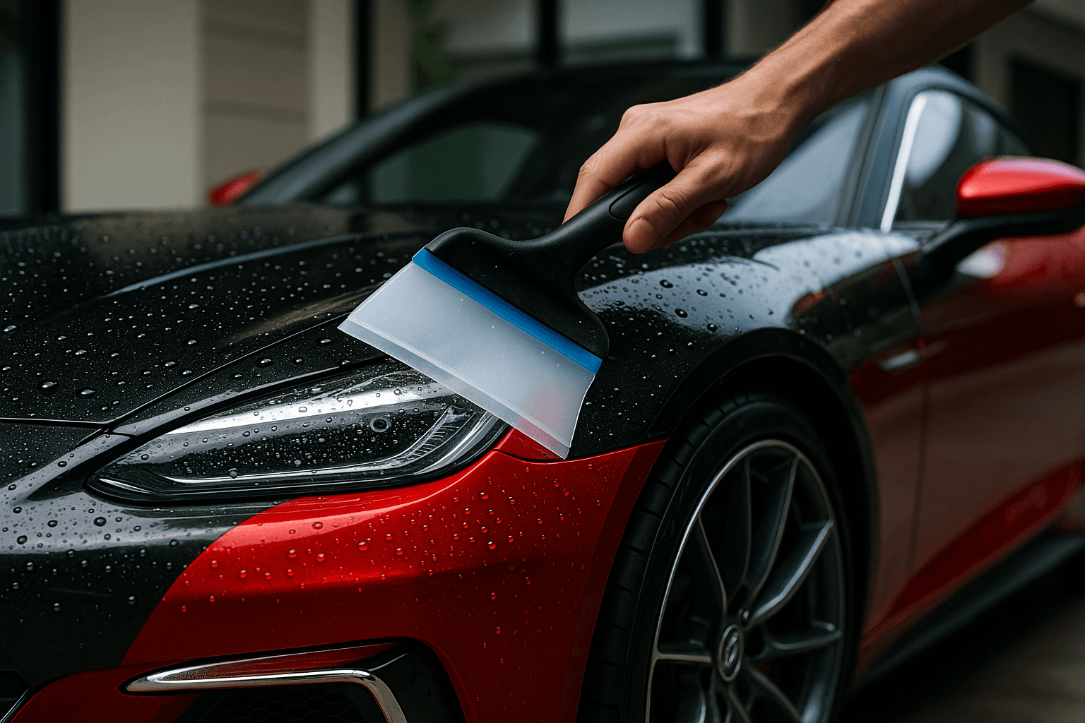 Wheel Water Blade Squeegee in use
